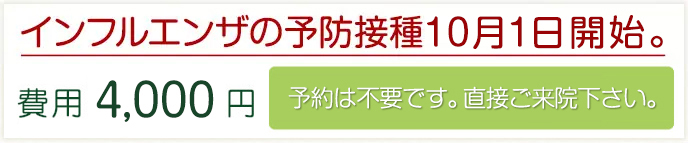 インフルエンザの予防接種を行っています